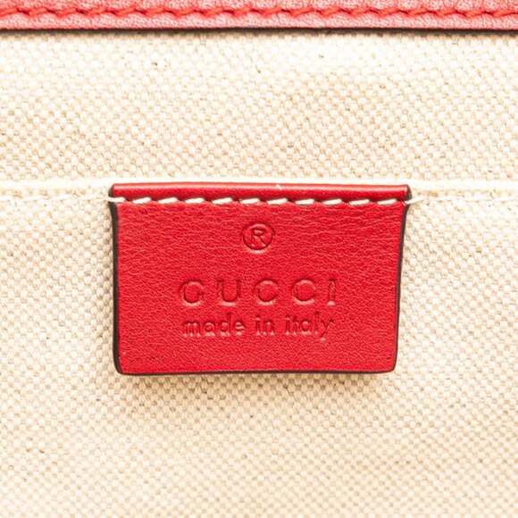 GUCCI Red Leather Bamboo Shoulder Bag - Picture 11 of 13